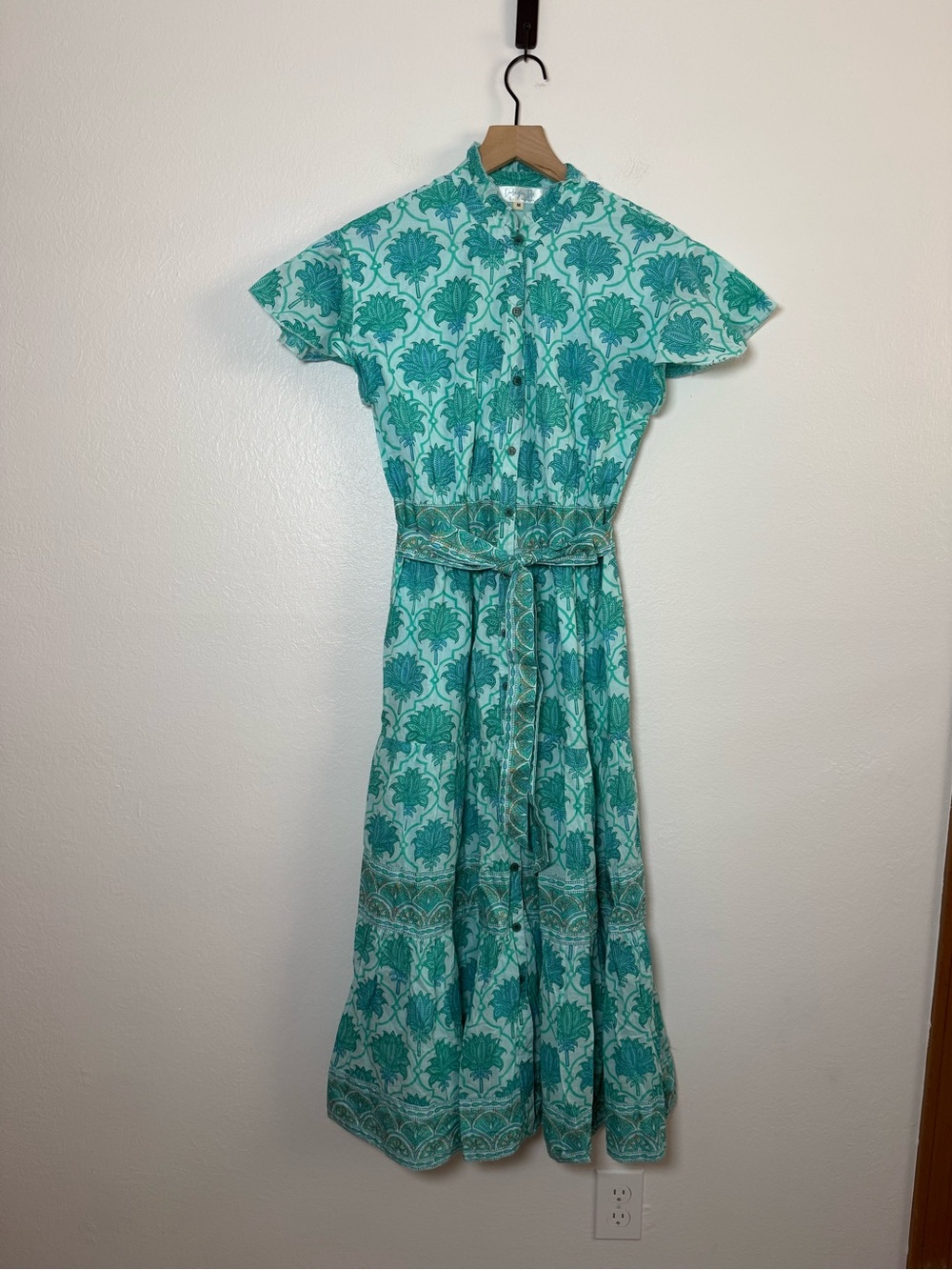 Darlington Isle Handmade Cotton Block Print Midi Dress